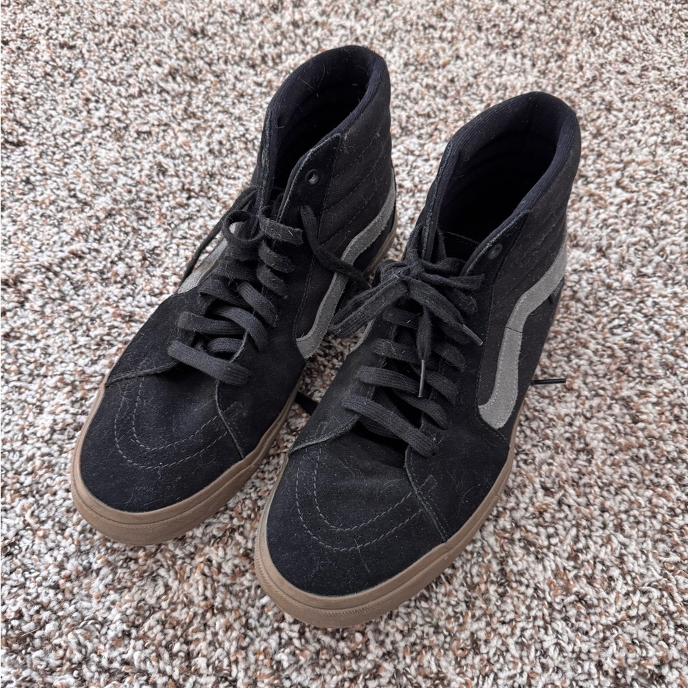 Vans Men’s size 11.5 Black and Gray High-Top Sneakers with Brown Sole